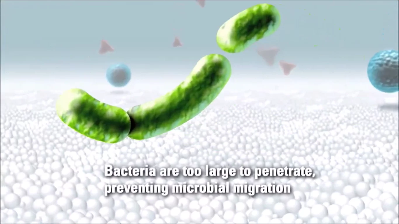 The matrix forms a moist, non-occlusive barrier to help prevent the entry of bacteria.
